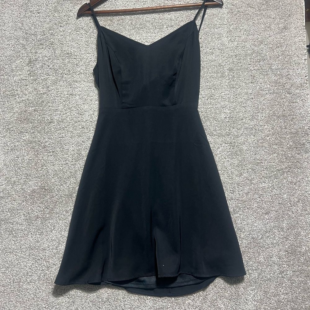 American Threads Woman’s Black adjustable Strap Tank Mini Dress Tie Back Small